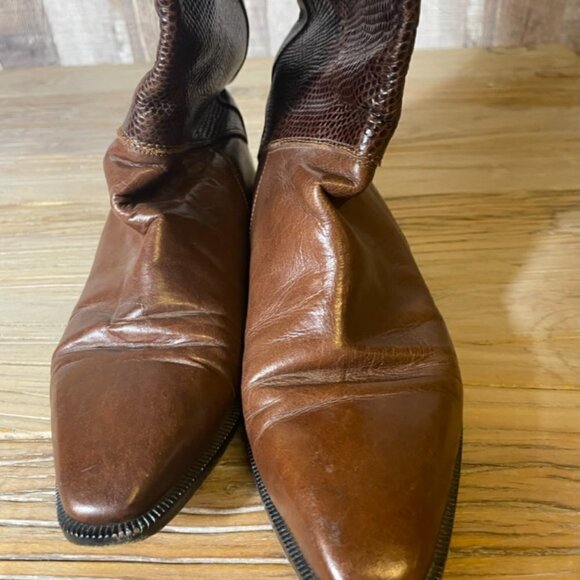 Vintage Charles David Brown Cognac Leather Fashion Riding Boots - Picture 6 of 8